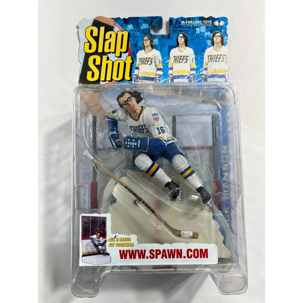 VTG McFarlane Toy Slap Shot Jack Hanson Action Figure Charlestown Chiefs #16 Y2K